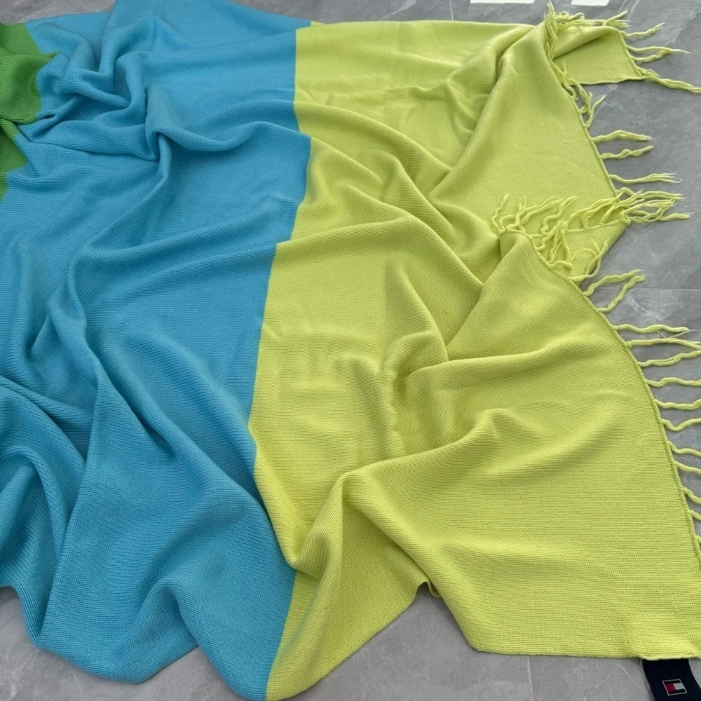 Tommy Hilfiger Colorblock Tassel Throw Blanket
